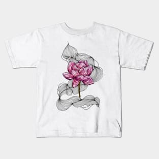 Lotus Abstract Line Art I Kids T-Shirt